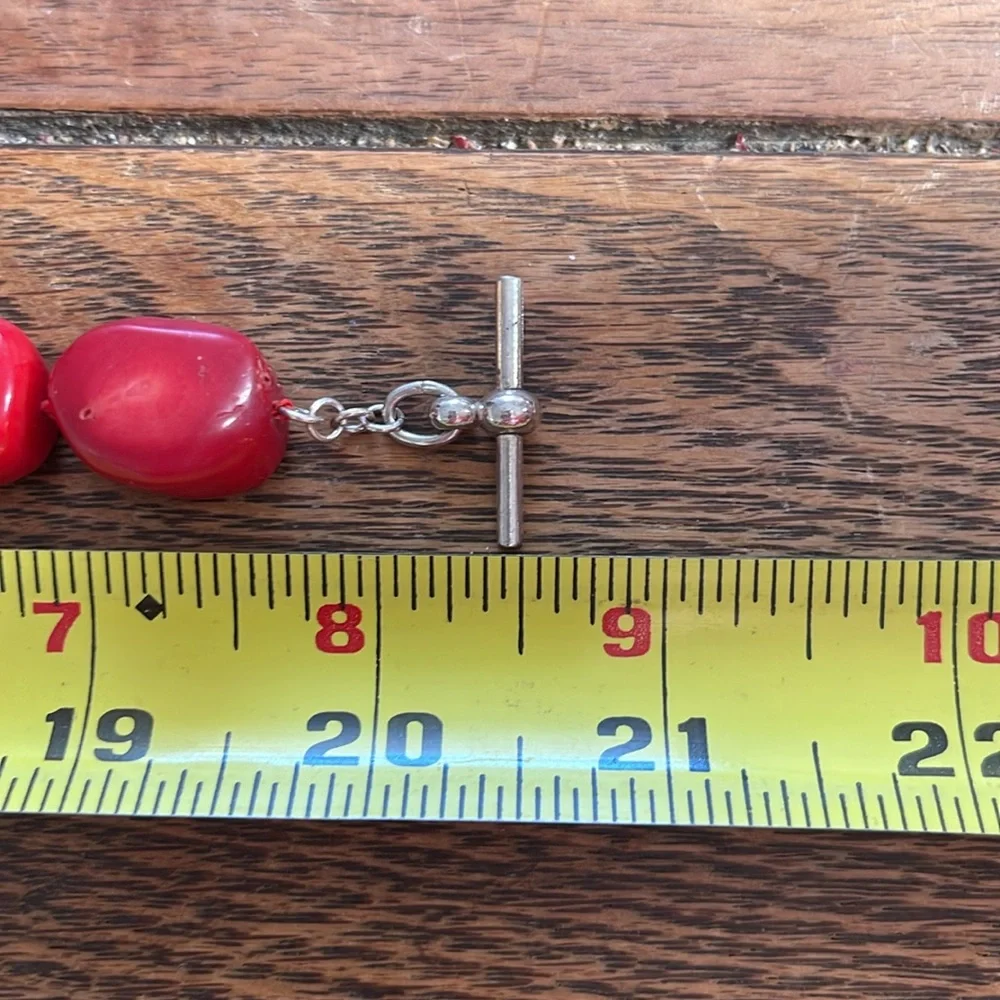 Large Chunky Coral necklace beaded with redone prochain sterling closure - Picture 10 of 10